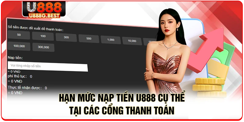 Hạn mức nạp tiền U888 cụ thể tại các cổng thanh toán 