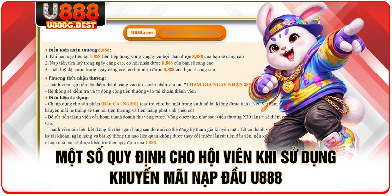 Một số quy định cho hội viên khi sử dụng khuyến mãi nạp đầu U888
